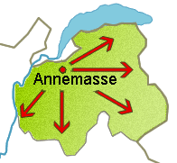 Carte Haute-Savoie, pointé Annemasse avec ses directions